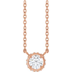 14K Rose Gold 1/4 CTW Natural Diamond Hidden Halo 18" Necklace