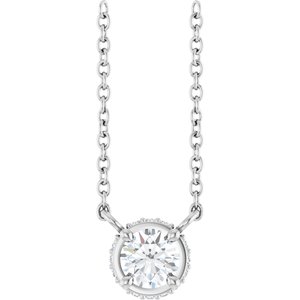 14K White Gold 1/4 CTW Natural Diamond Hidden Halo 18" Necklace