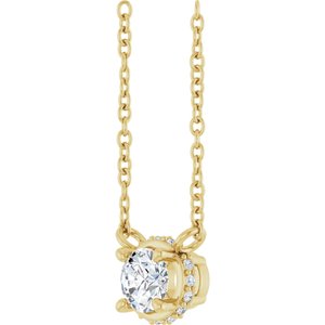 14K Yellow Gold 1/4 CTW Natural Diamond Hidden Halo 18" Necklace