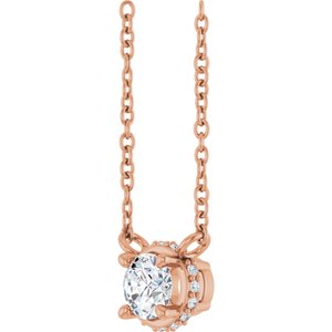 14K Rose Gold 1/4 CTW Natural Diamond Hidden Halo 18" Necklace