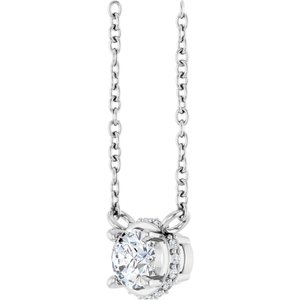 14K White Gold 1/4 CTW Natural Diamond Hidden Halo 18" Necklace