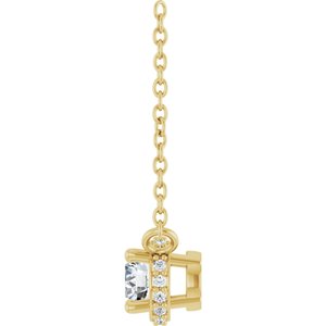14K Yellow Gold 1/4 CTW Natural Diamond Hidden Halo 18" Necklace