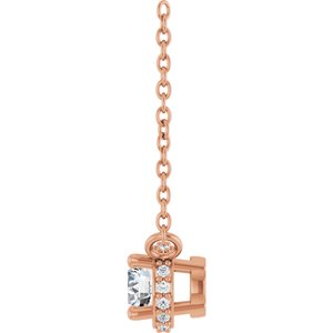 14K Rose Gold 1/4 CTW Natural Diamond Hidden Halo 18" Necklace