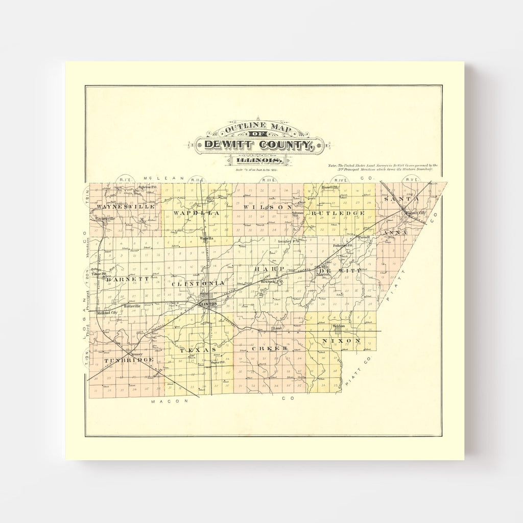 Vintage Map of De Witt County, Illinois 1894