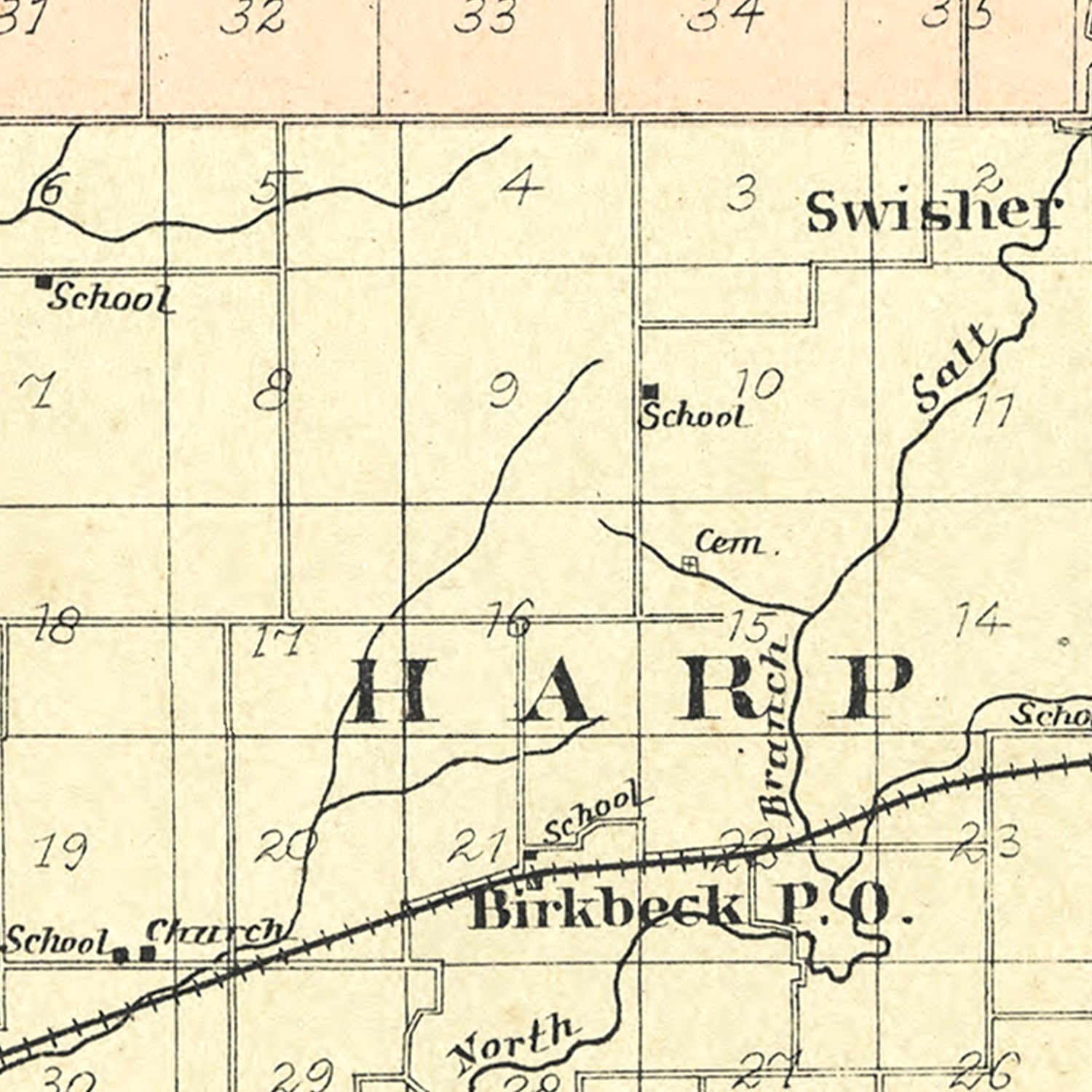 Vintage Map of De Witt County, Illinois 1894