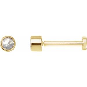 14K Yellow Gold .04 CT Rose-Cut Natural Diamond Stud Earring