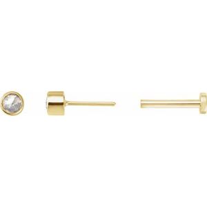 14K Yellow Gold .04 CT Rose-Cut Natural Diamond Stud Earring – image 3