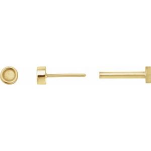 14K Yellow Gold 2.5 mm Round Rose-Cut Bezel-Set Stud Earring – image 3