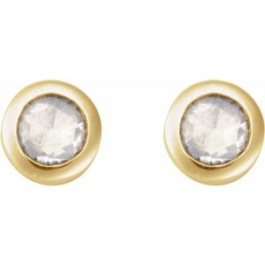 14K Yellow Gold .01 CT Rose-Cut Natural Diamond Stud Earring – image 2