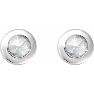 14K White Gold 1/10 CT Rose-Cut Natural Diamond Stud Earring – image 2