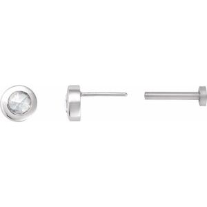14K White Gold 1/10 CT Rose-Cut Natural Diamond Stud Earring – image 3