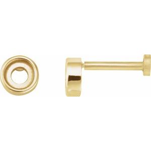 14K Yellow Gold 3.5 mm Round Rose-Cut Bezel-Set Stud Earring