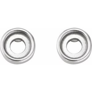 14K White Gold 3.5 mm Round Rose-Cut Bezel-Set Stud Earring – image 2