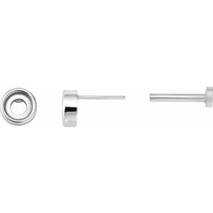 14K White Gold 3.5 mm Round Rose-Cut Bezel-Set Stud Earring – image 3