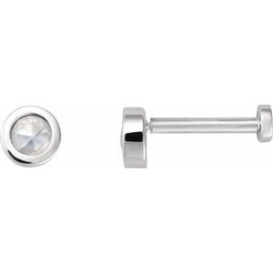 14K White Gold .06 CT Rose-Cut Natural Diamond Stud Earring