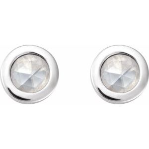 14K White Gold .06 CT Rose-Cut Natural Diamond Stud Earring – image 2