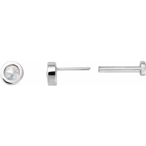 14K White Gold .06 CT Rose-Cut Natural Diamond Stud Earring – image 3