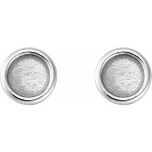 14K White Gold 3 mm Round Rose-Cut Bezel-Set Stud Earring – image 2