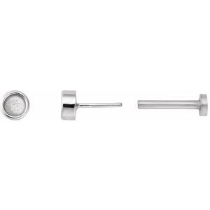 14K White Gold 3 mm Round Rose-Cut Bezel-Set Stud Earring – image 3