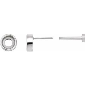 14K White Gold 4 mm Round Rose-Cut Bezel-Set Stud Earring – image 3