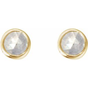 14K Yellow Gold .03 CT Rose-Cut Natural Diamond Stud Earring – image 2