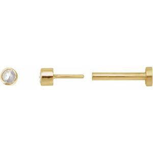 14K Yellow Gold .03 CT Rose-Cut Natural Diamond Stud Earring – image 3