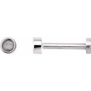 14K White Gold 2 mm Round Rose-Cut Bezel-Set Stud Earring