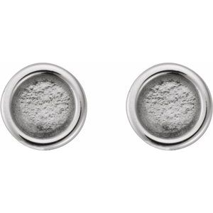 14K White Gold 2 mm Round Rose-Cut Bezel-Set Stud Earring – image 2