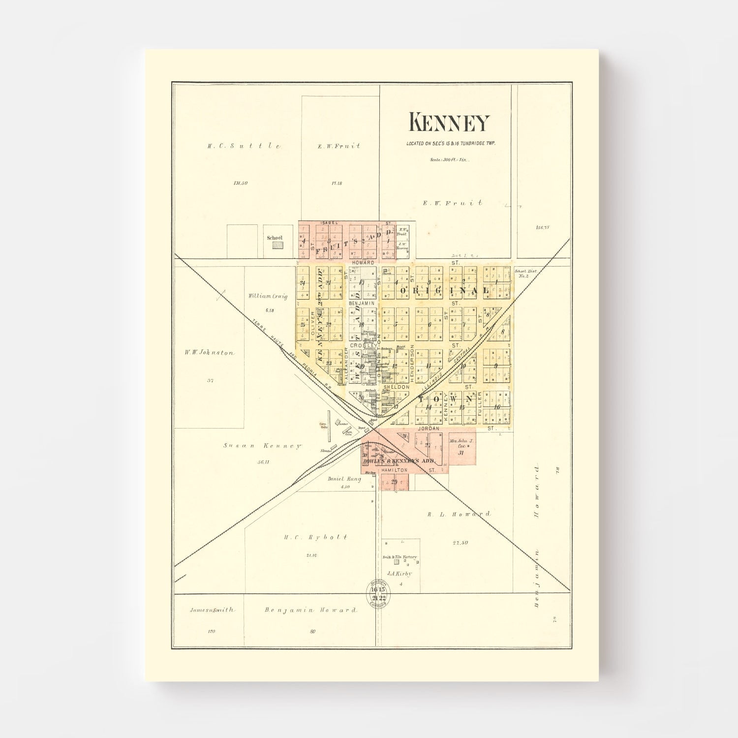 Vintage Map of Kenney, Illinois 1894