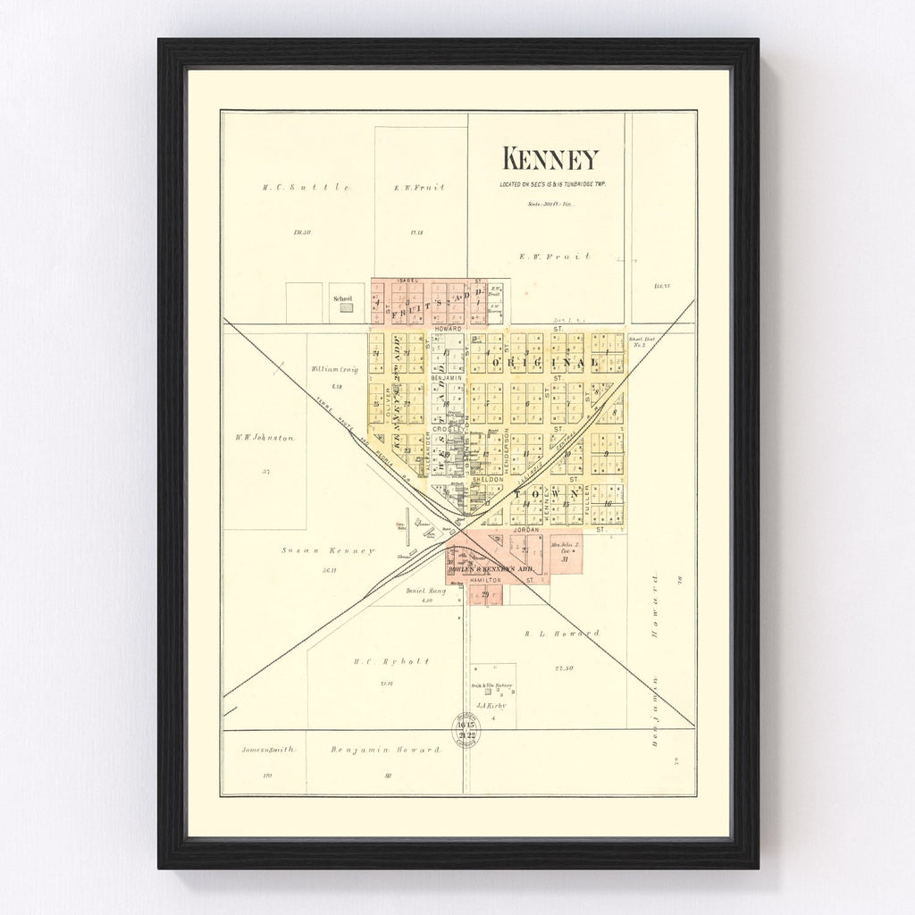Vintage Map of Kenney, Illinois 1894
