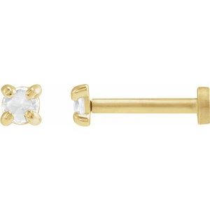 14K Yellow Gold .04 CT Rose-Cut Natural Diamond Stud Earring