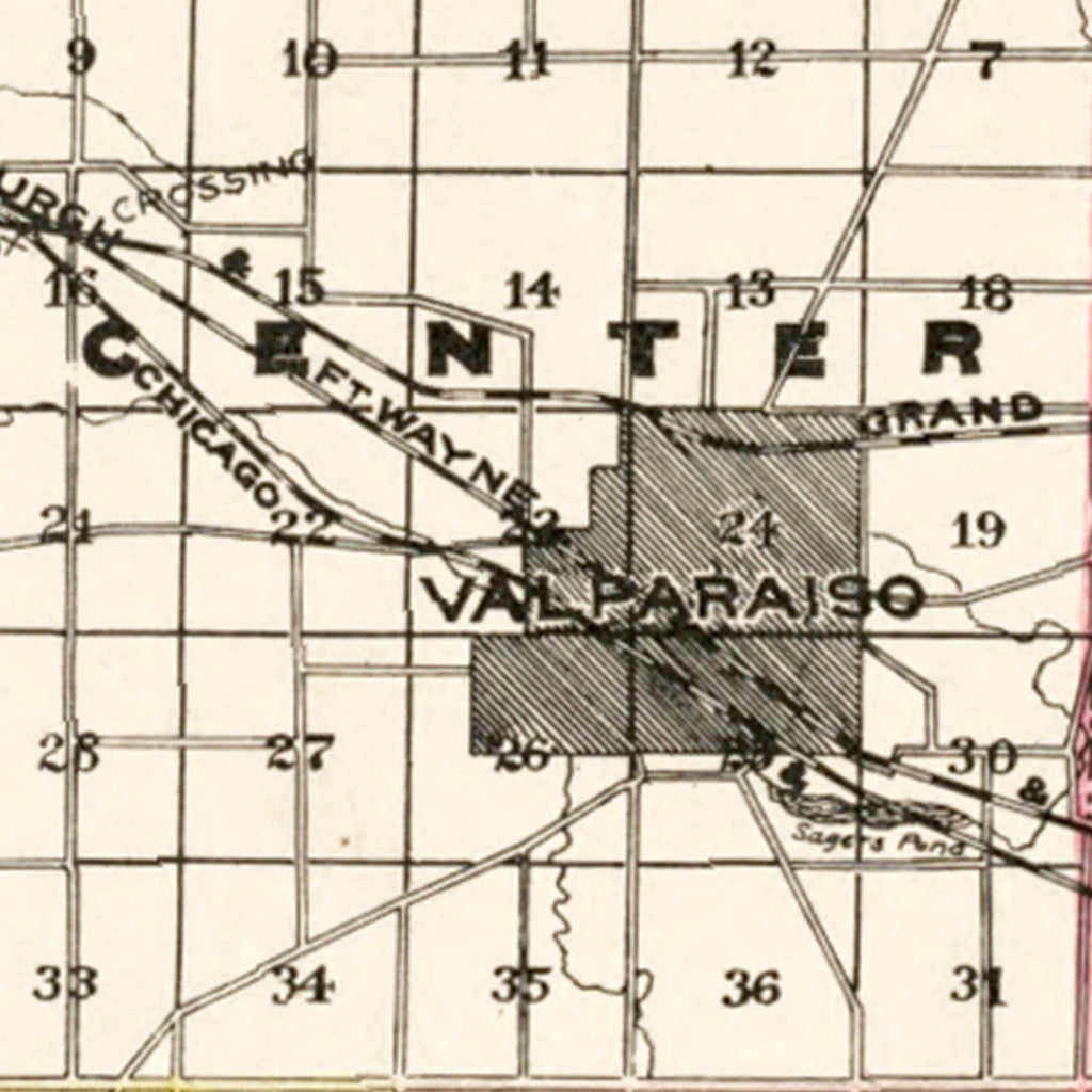Vintage Map of Porter County, Indiana 1895