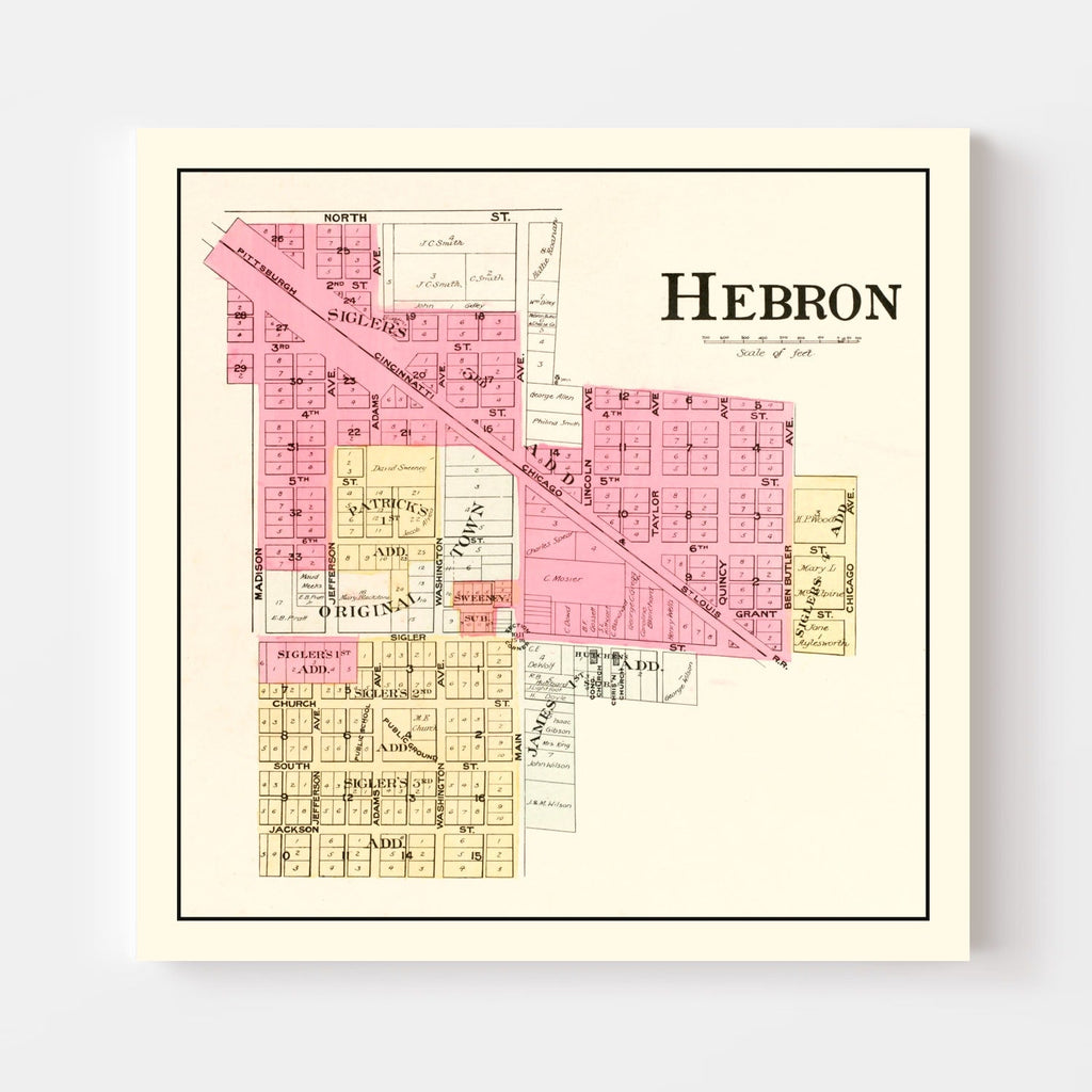 Vintage Map of Hebron, Indiana 1895
