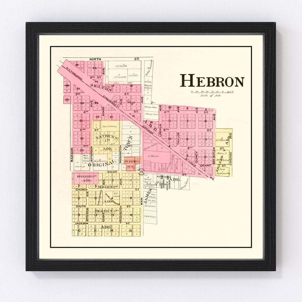 Vintage Map of Hebron, Indiana 1895