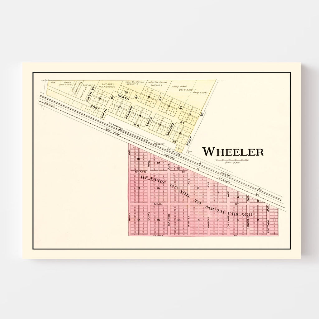 Vintage Map of Wheeler, Indiana 1895