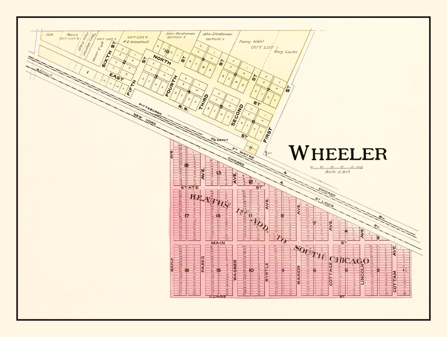 Vintage Map of Wheeler, Indiana 1895