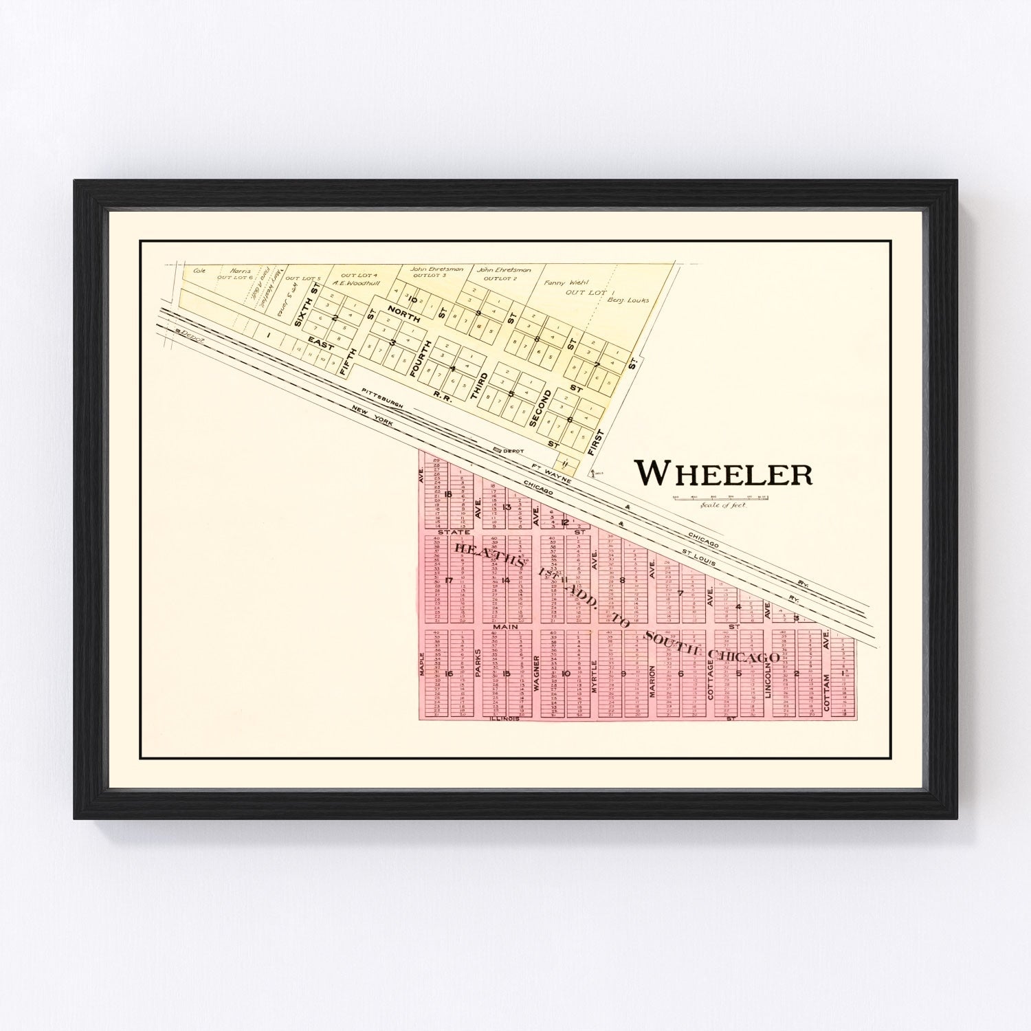 Vintage Map of Wheeler, Indiana 1895