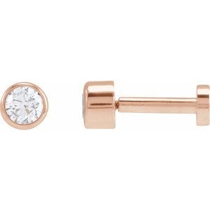 14K Rose Gold .06 CT Natural Diamond Earring