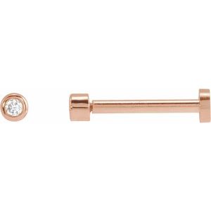 14K Rose Gold .02 CT Natural Diamond Earring