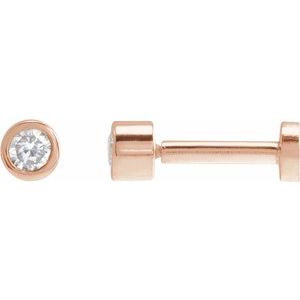 14K Rose Gold .03 CT Natural Diamond Earring