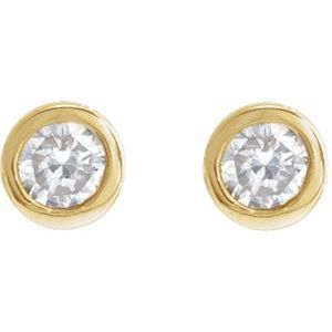 14K Yellow Gold .03 CT Natural Diamond Earring