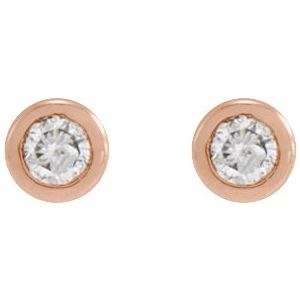 14K Rose Gold .04 CT Natural Diamond Earring – image 2