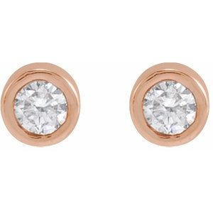 14K Rose Gold .04 CT Natural Diamond Earring