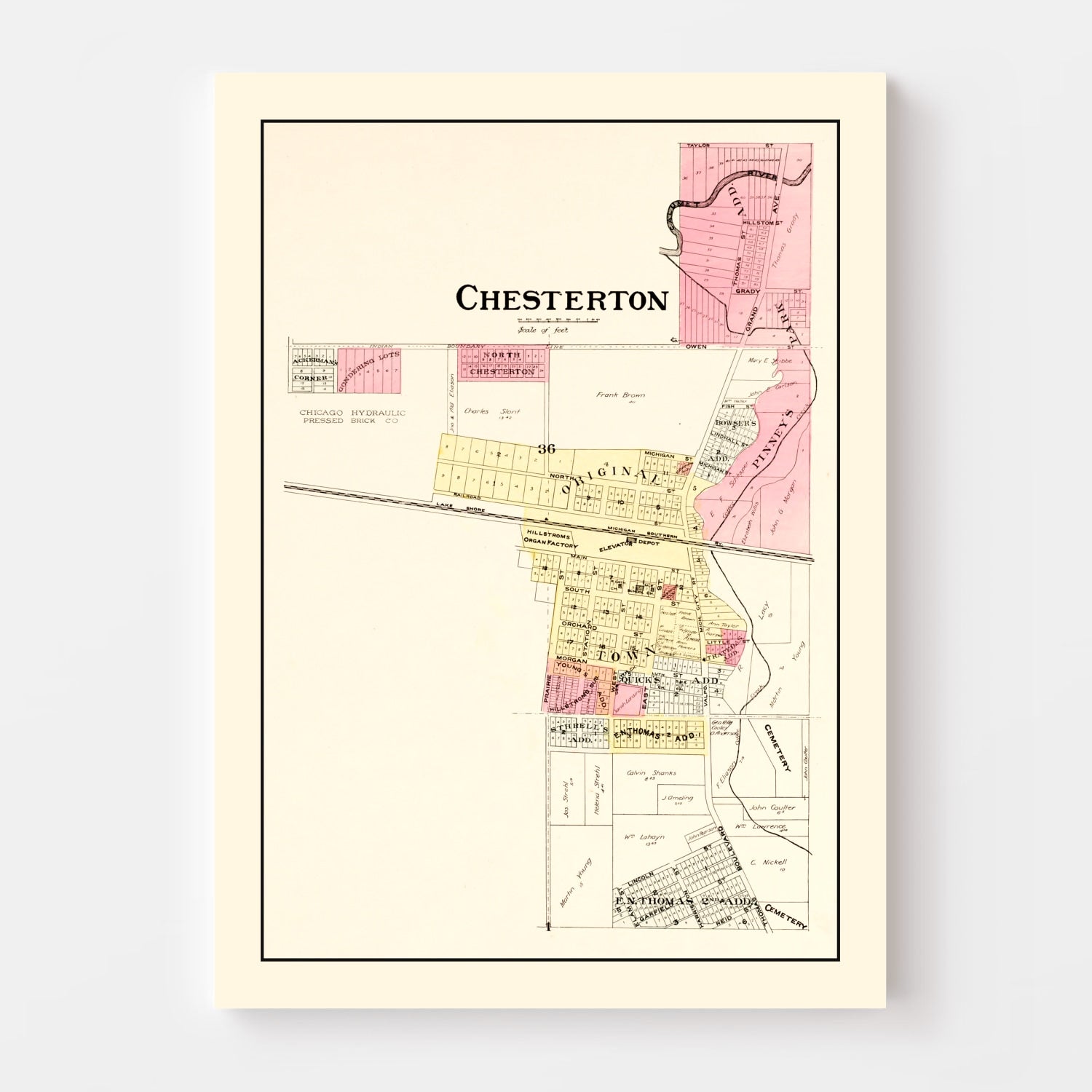 Vintage Map of Chesterton, Indiana 1895