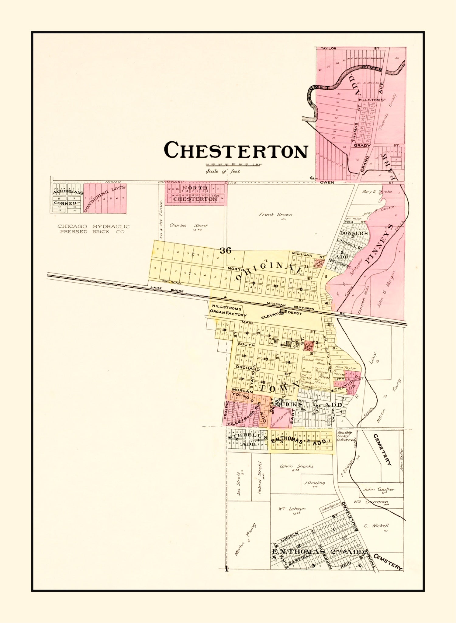 Vintage Map of Chesterton, Indiana 1895