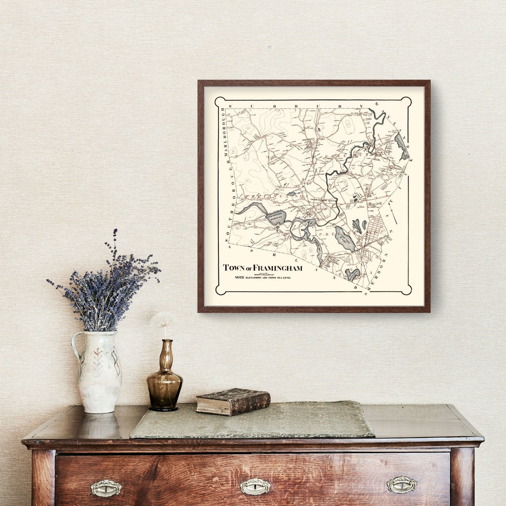 Vintage Map of Framingham, Massachusetts 1895
