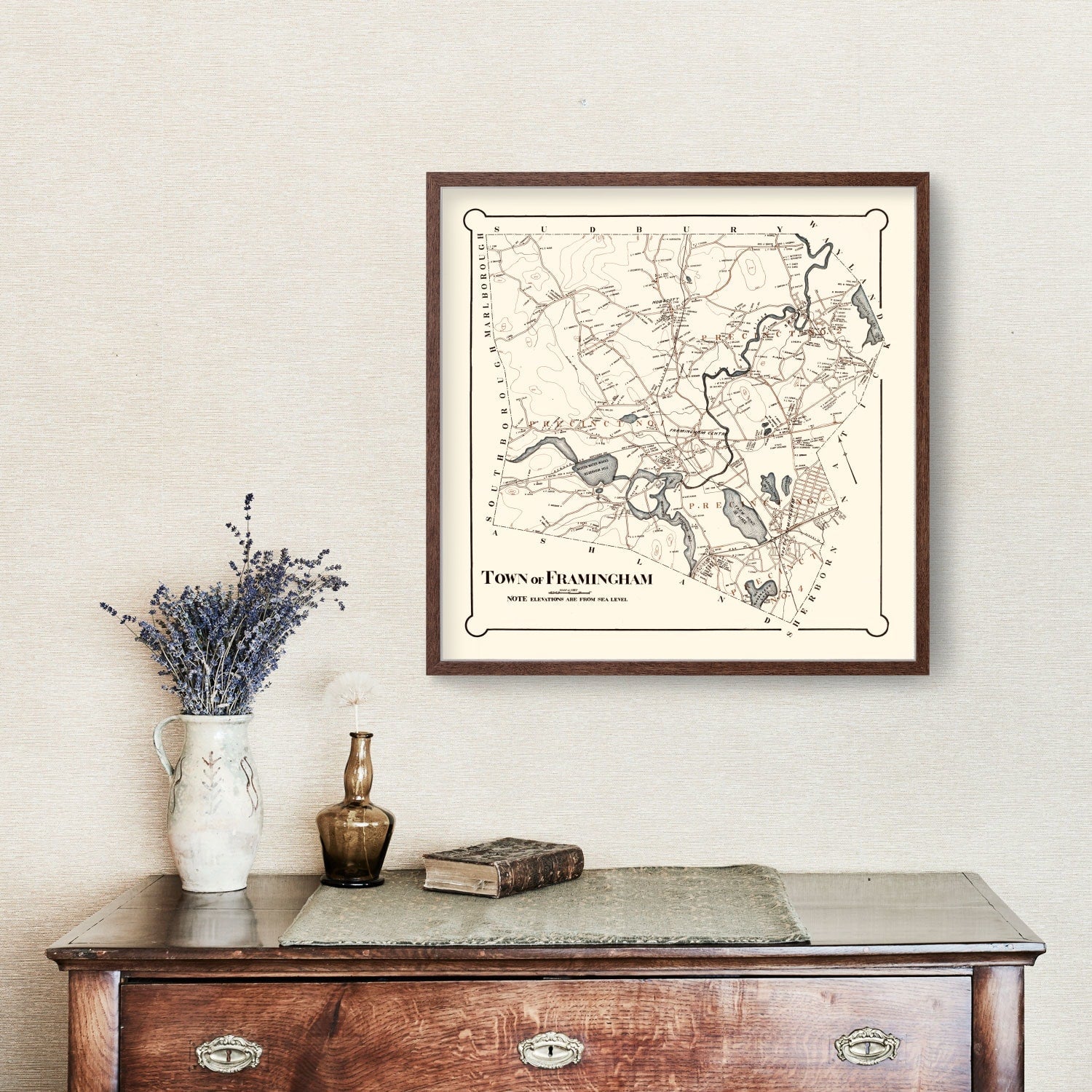 Vintage Map of Framingham, Massachusetts 1895