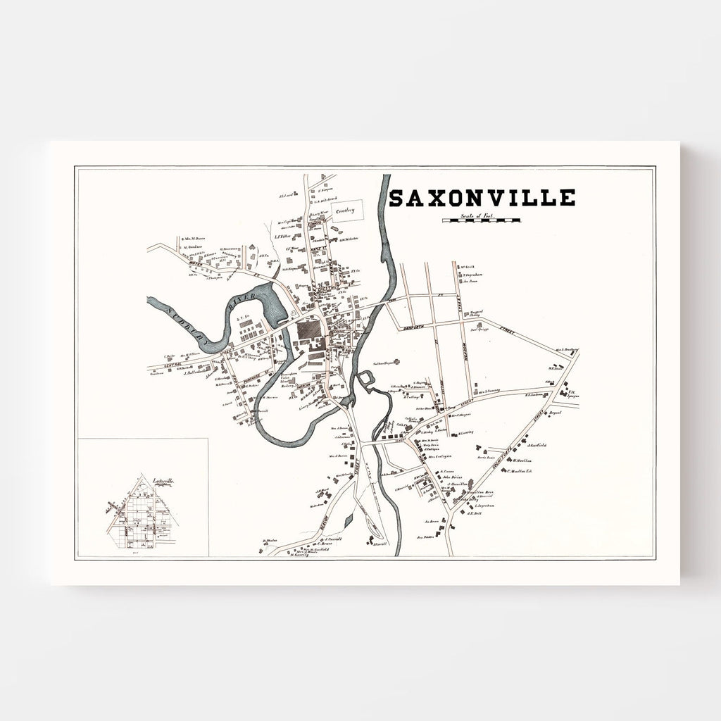 Vintage Map of Saxonville, Massachusetts 1895