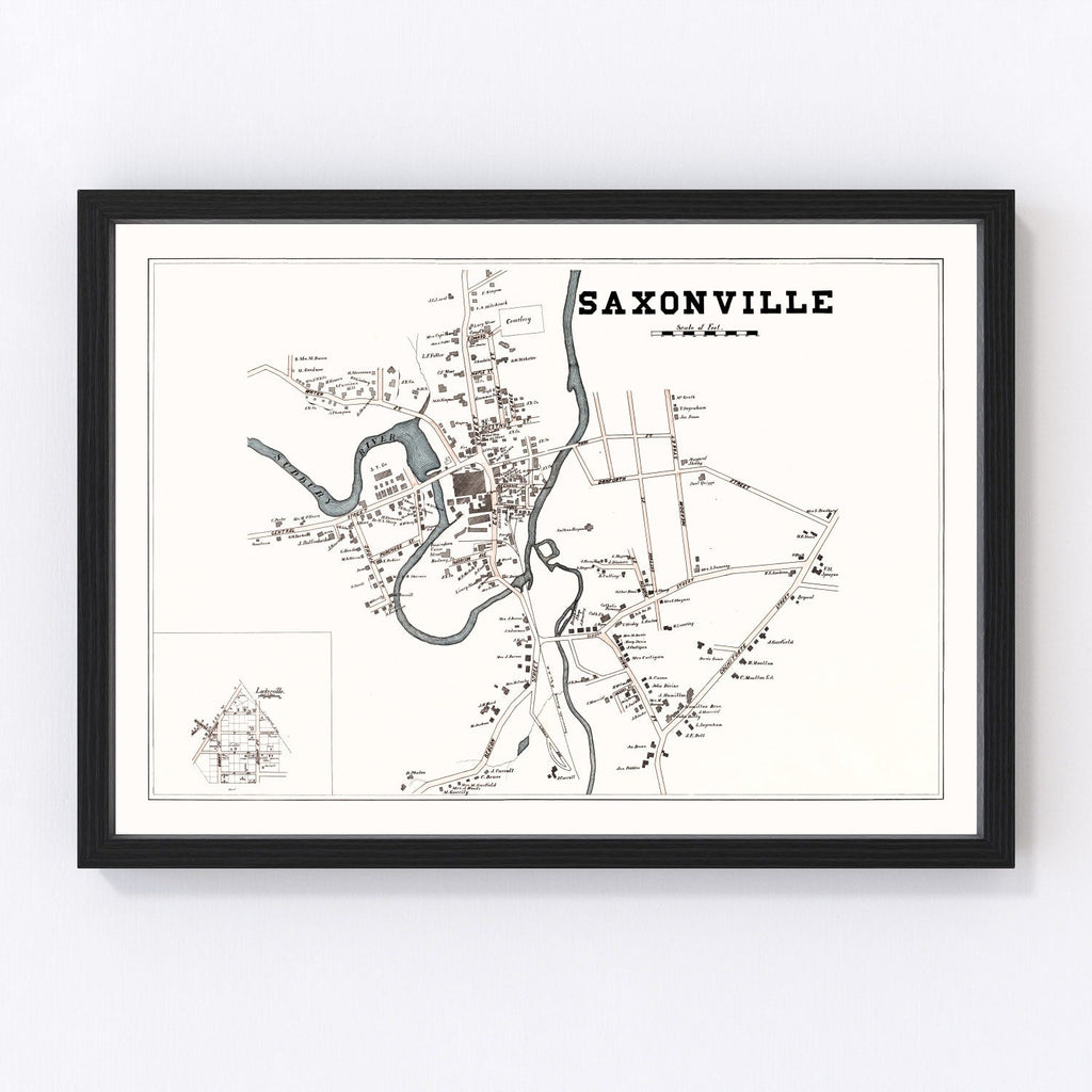 Vintage Map of Saxonville, Massachusetts 1895