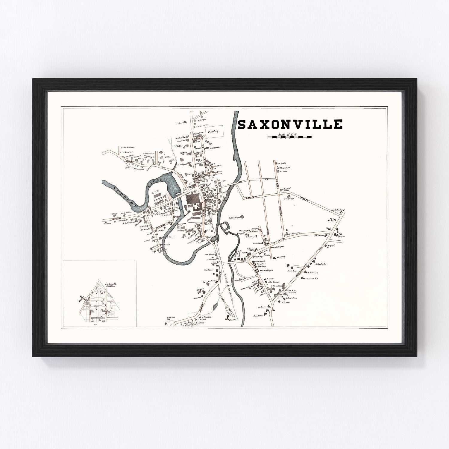 Vintage Map of Saxonville, Massachusetts 1895